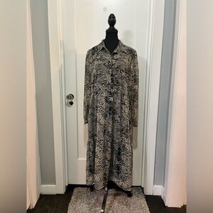 ICHI Sheer Animal Print Tiered Dress w/ Liner – Size 40